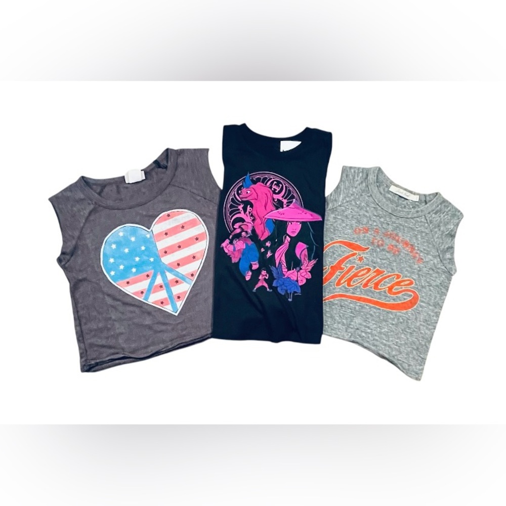 NWT/NWOT Disney Raya & Junk Food Girls Graphic Muscle & Tee Shirt Bundle 3pc